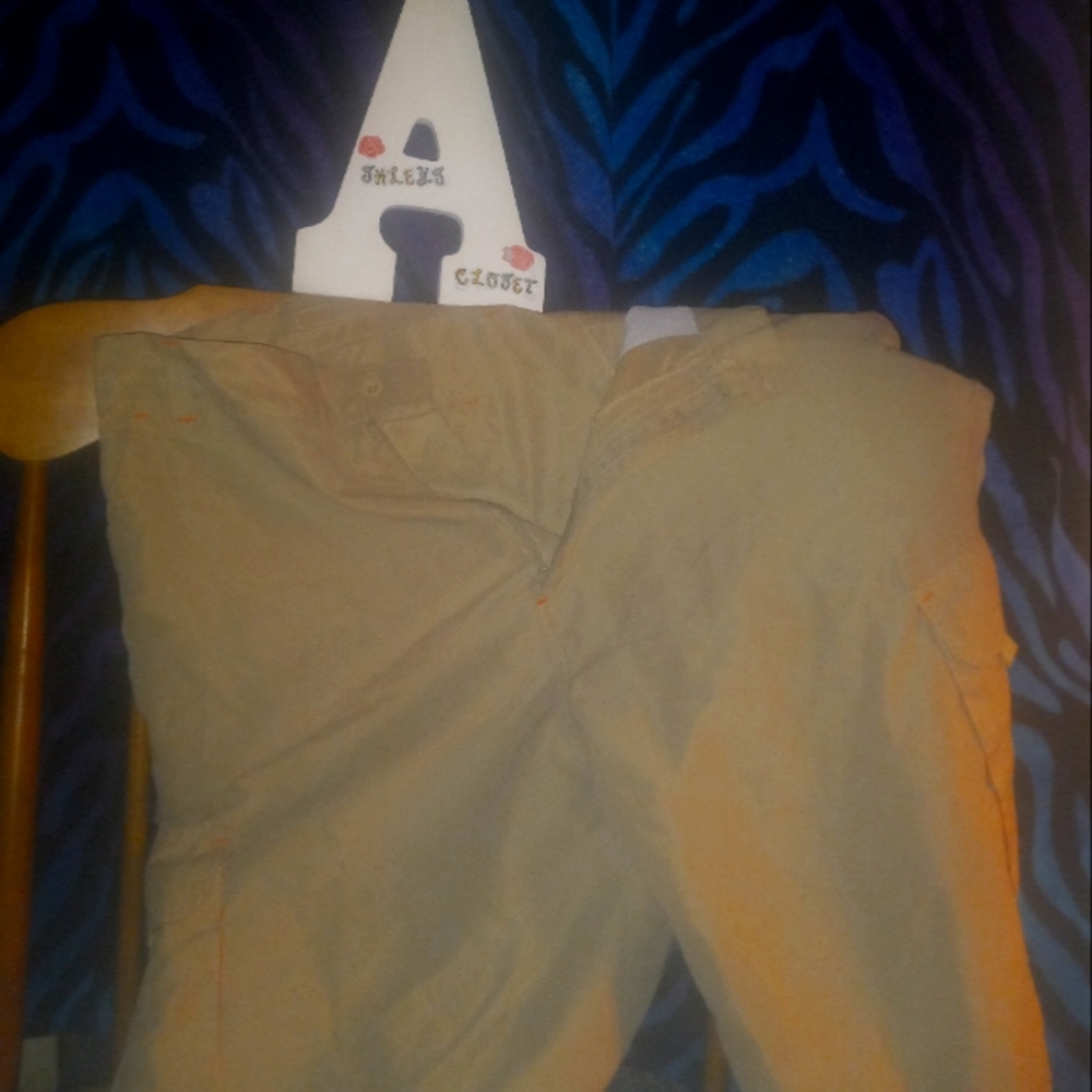 🤑NWT Men's 38 PJ Mark Khaki Military Cargo Short with Orange Trim